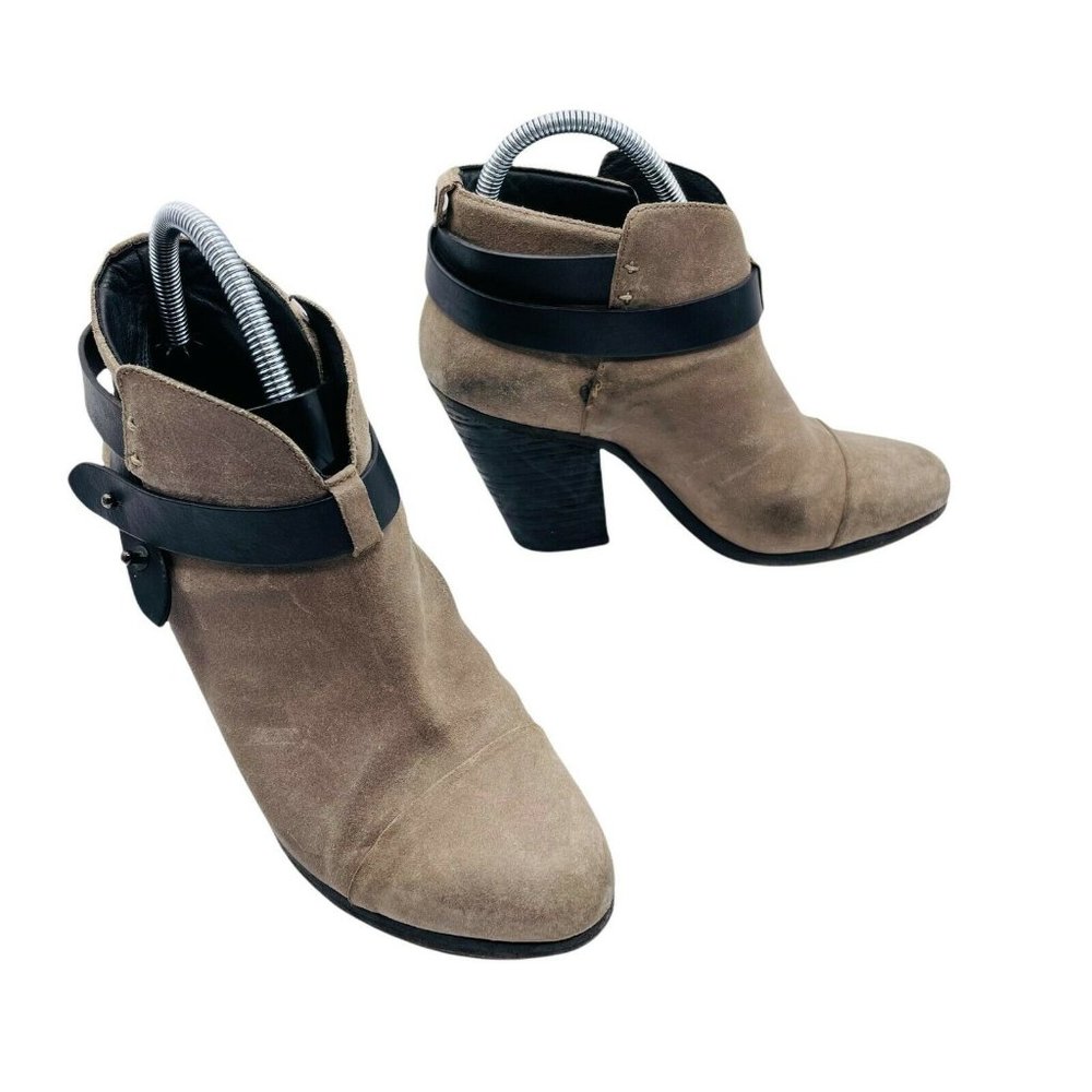 Rag and Bone Harrow Stacked Heel Ankle Booties Shoes Size 8.5 Women Suede Boots